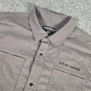 Icon One Thousand Counter Shirt Mens XL Gray Short Sleeve Snap Button Up